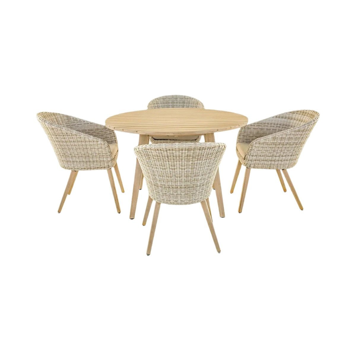 Cabon Outdoor 4 Seater Dining Set in Light Acacia Wood Outdoor Dining Sets