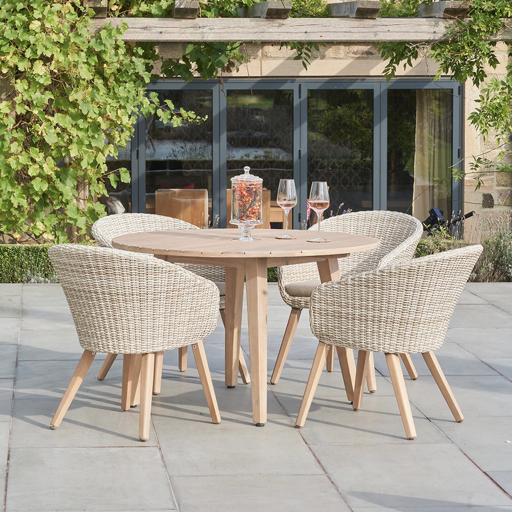 Cabon Outdoor 4 Seater Dining Set in Light Acacia Wood Outdoor Dining Sets