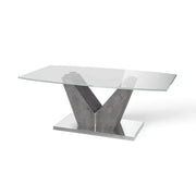 Cadence clear glass coffee table with grey base - Industrial Chic   Nicholas John Interiors