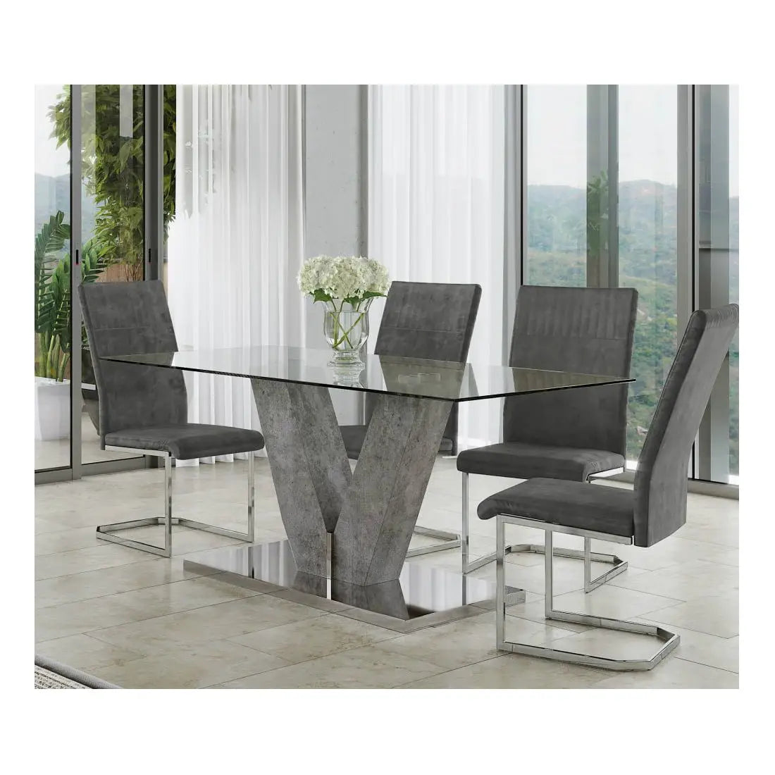 Cadence Glass and Grey Stone Look Coffee Table Coffee Table