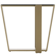 Front view of Caracole Counter Balance Side Table showing open triangular base and vertical grooved column
