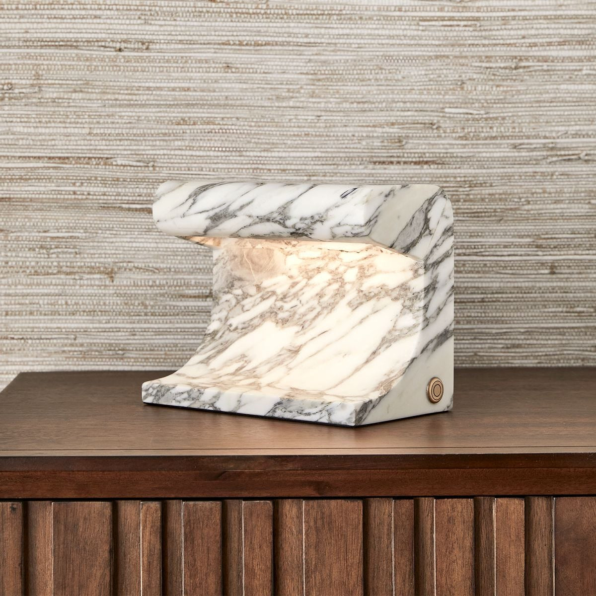 Uttermost Carved Beam Rechargeable Mini Lamp in Arabescato Marble