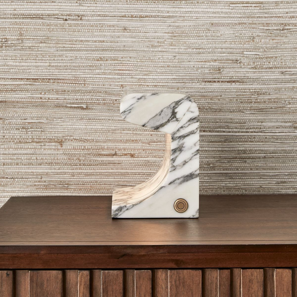 Uttermost Carved Beam Rechargeable Mini Lamp in Arabescato Marble