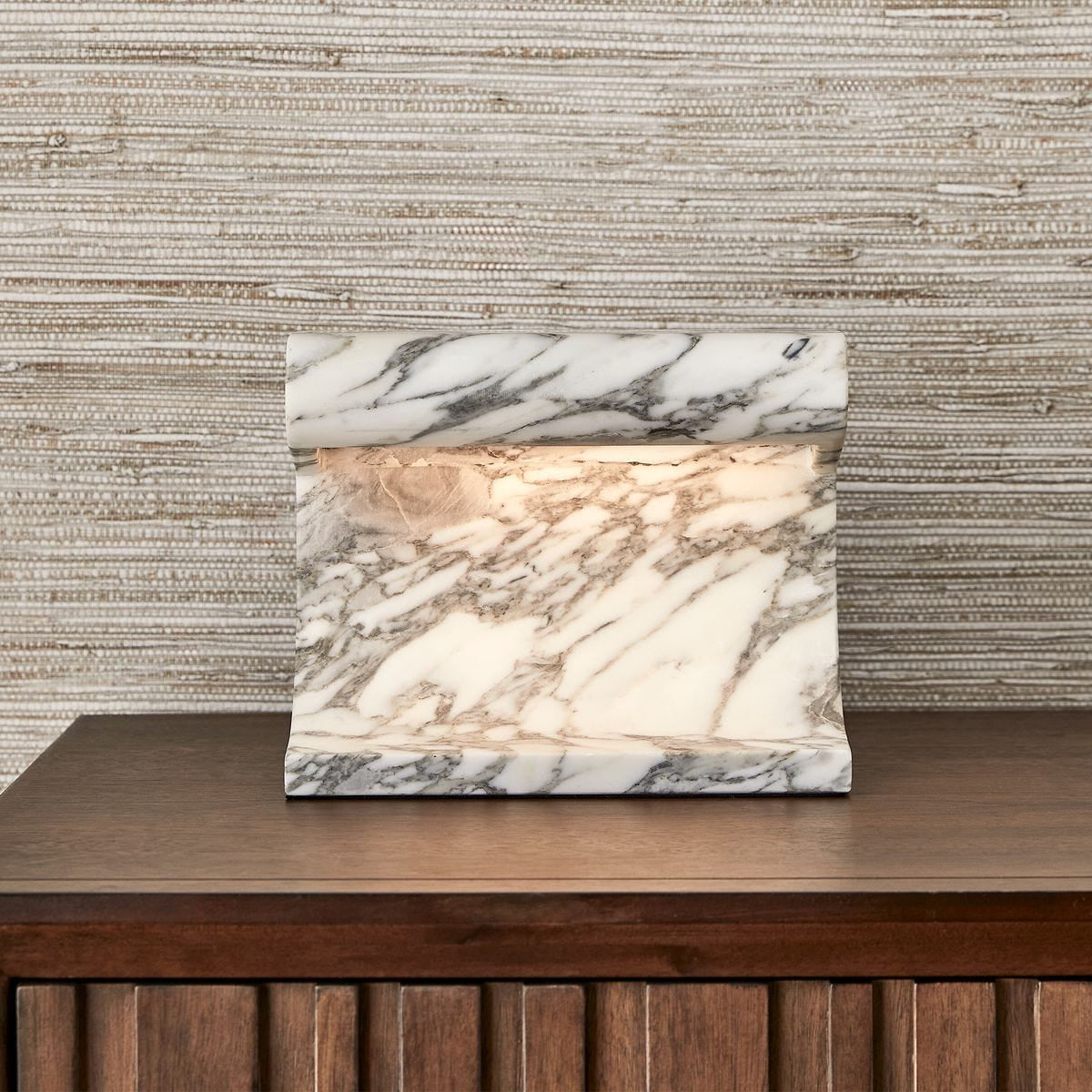 Uttermost Carved Beam Rechargeable Mini Lamp in Arabescato Marble