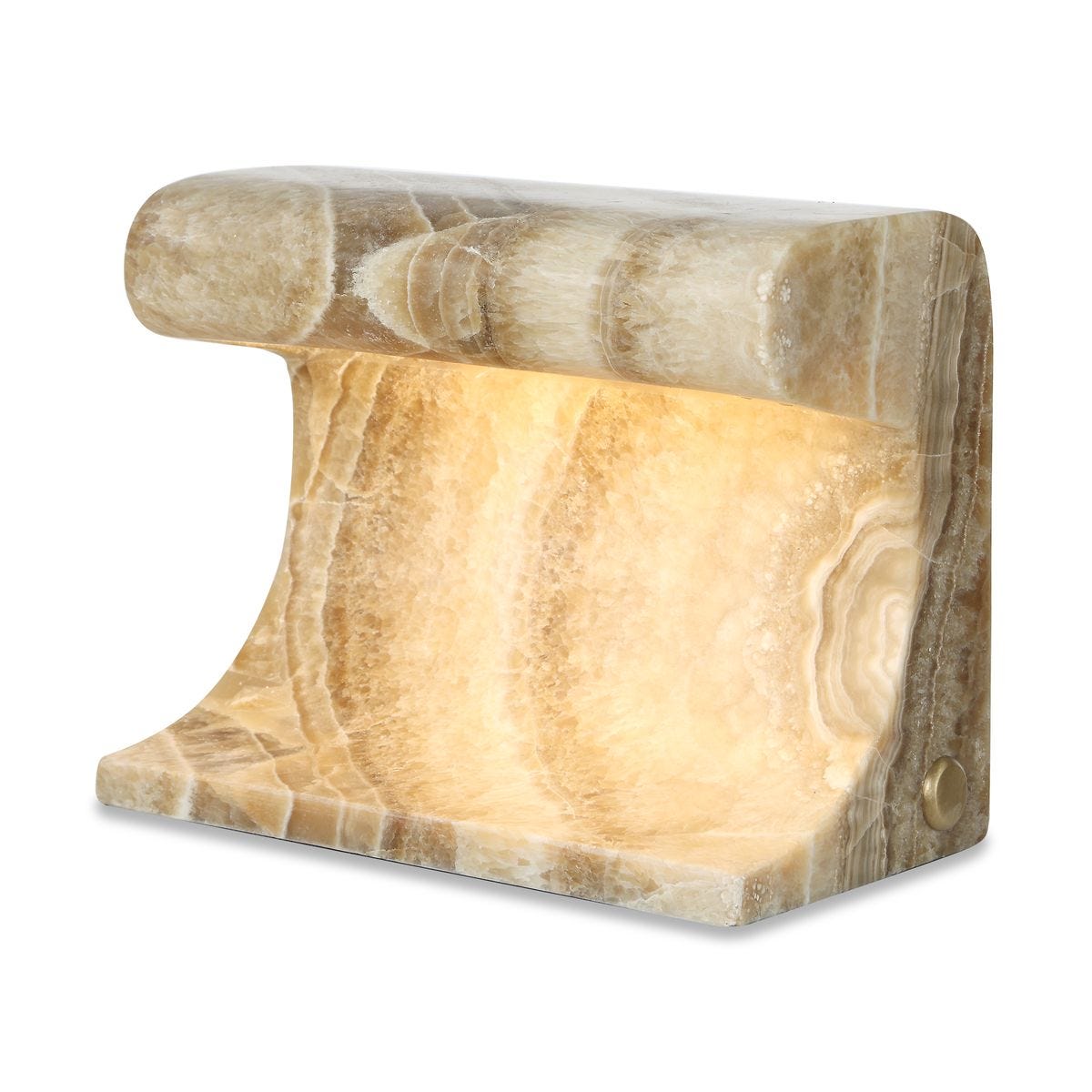 Carved Beam Rechargeable Mini Lamp in Latte Onyx