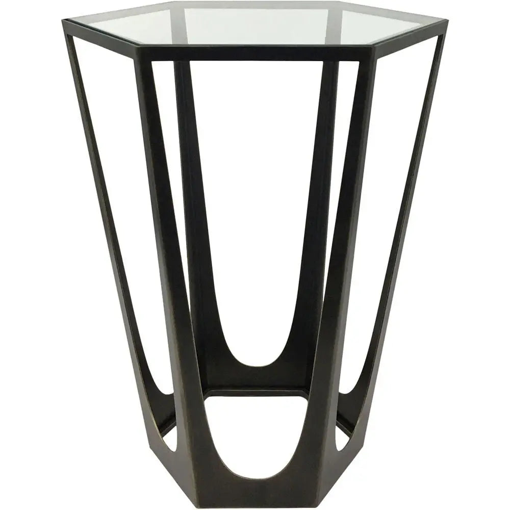 Cataldo Bronze Gilded Side Table with Glass Top Side Table