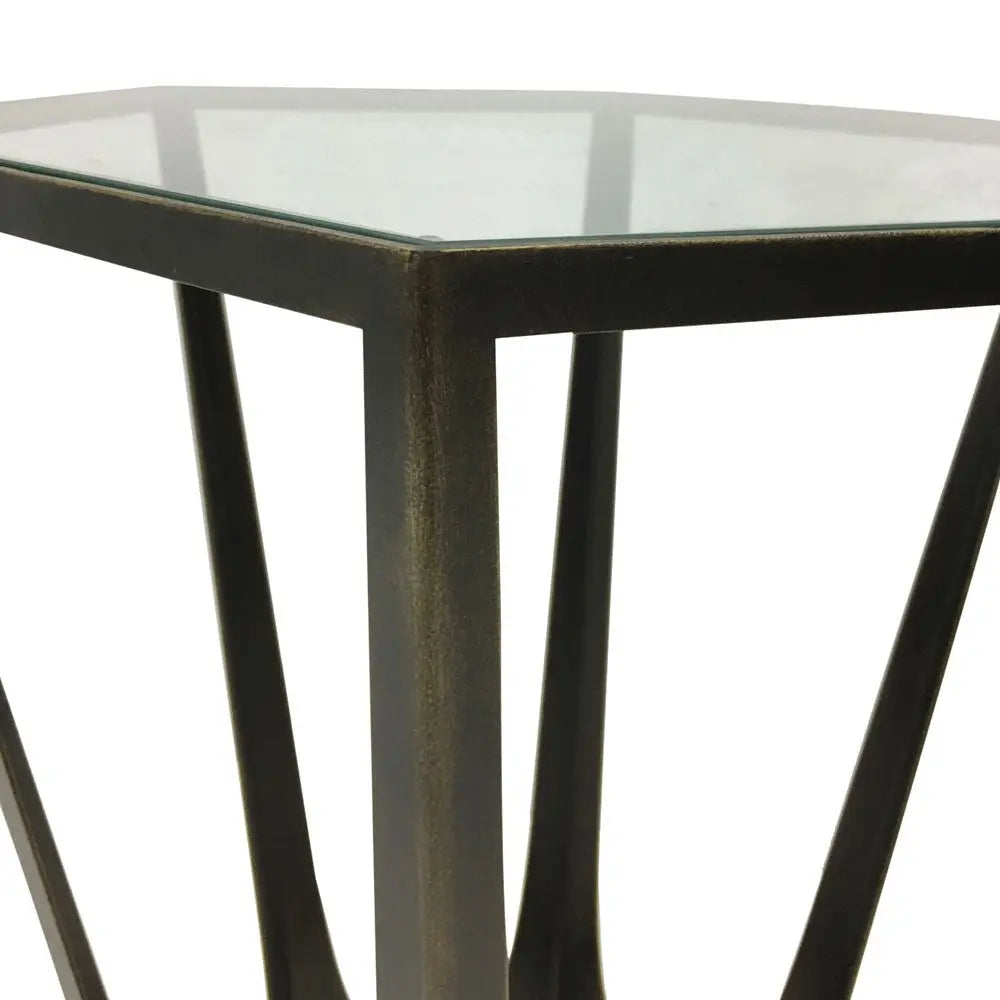 Cataldo Bronze Gilded Side Table with Glass Top Side Table