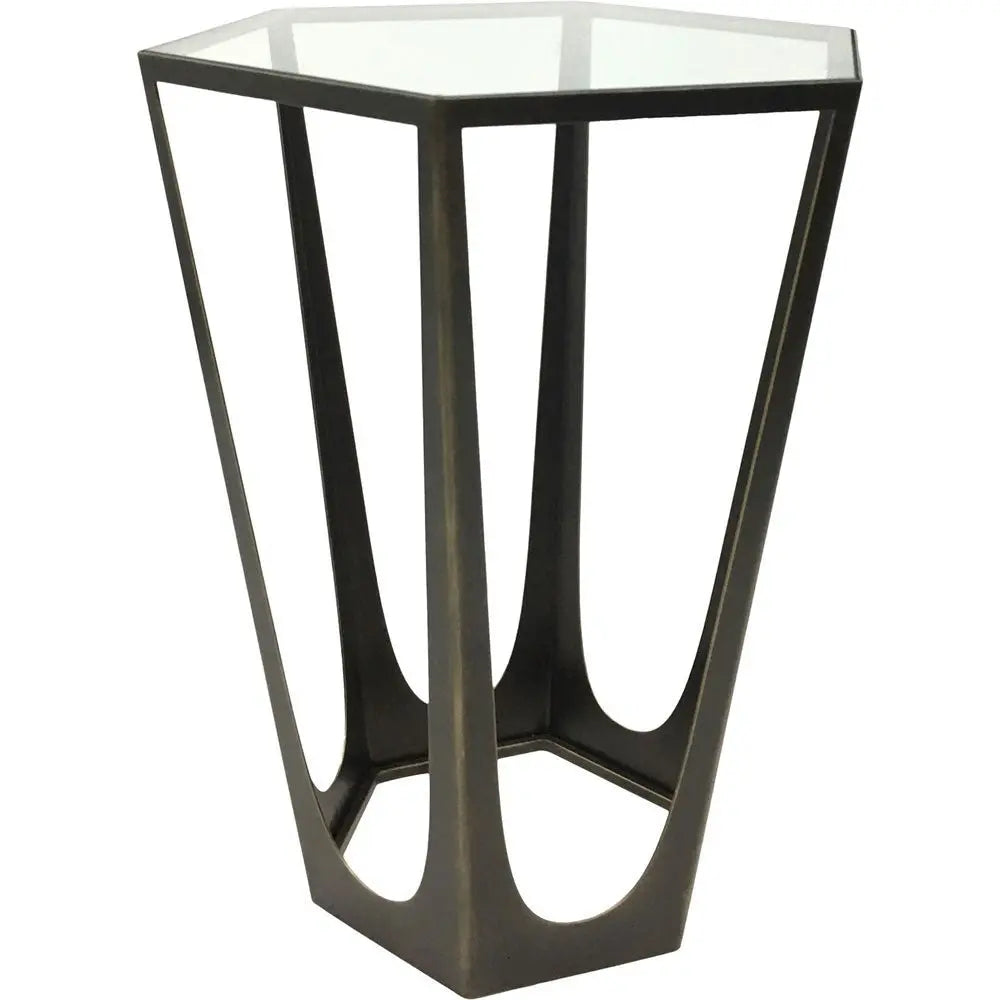 Cataldo Bronze Gilded Side Table with Glass Top Side Table