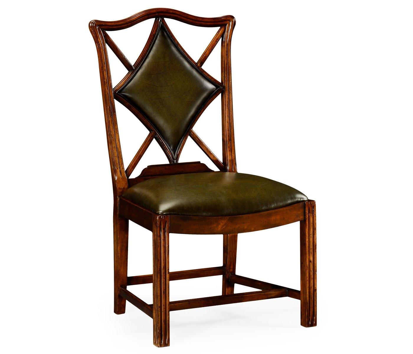 Jonathan Charles Chair Diamond Playing Card - English Green Leather