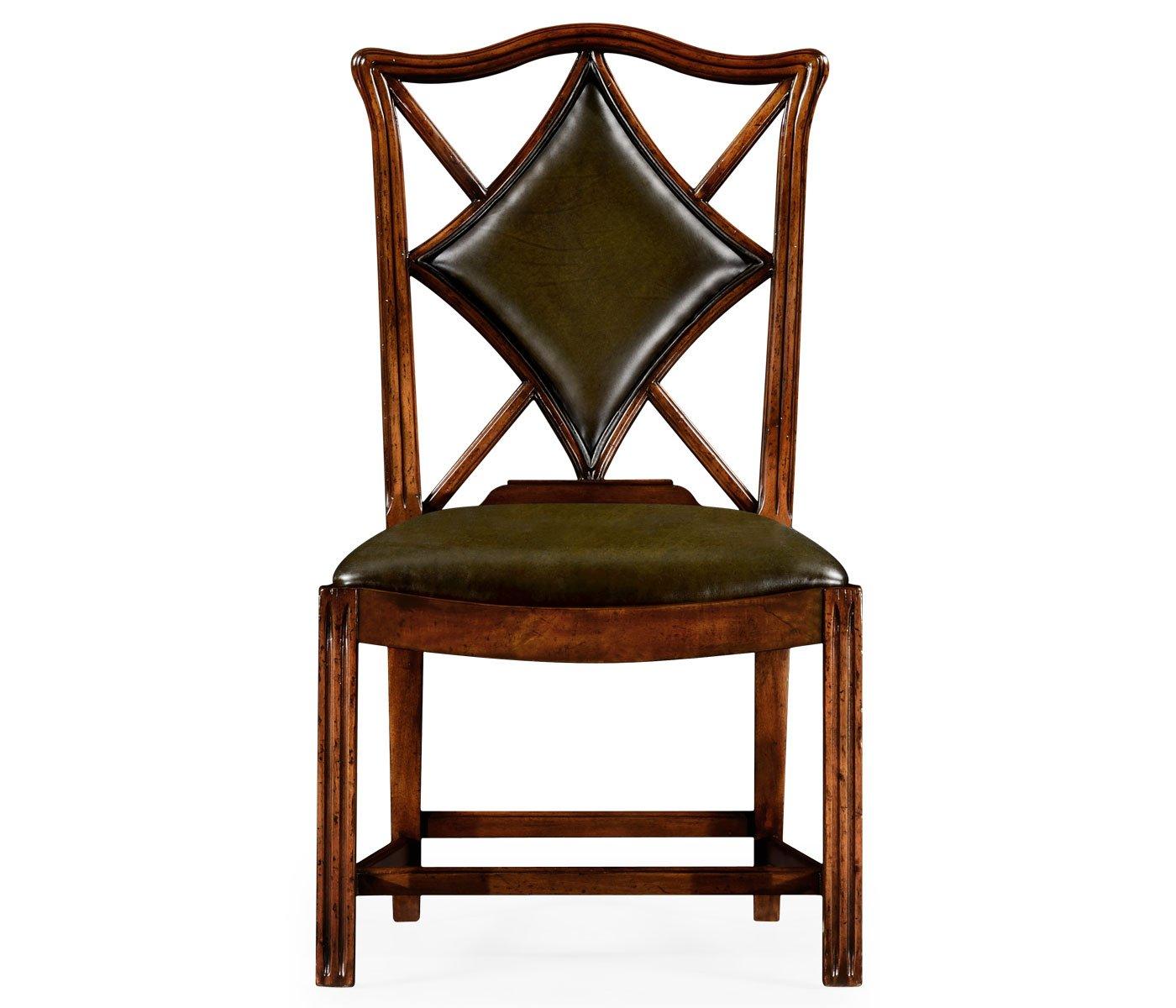 Jonathan Charles Chair Diamond Playing Card - English Green Leather