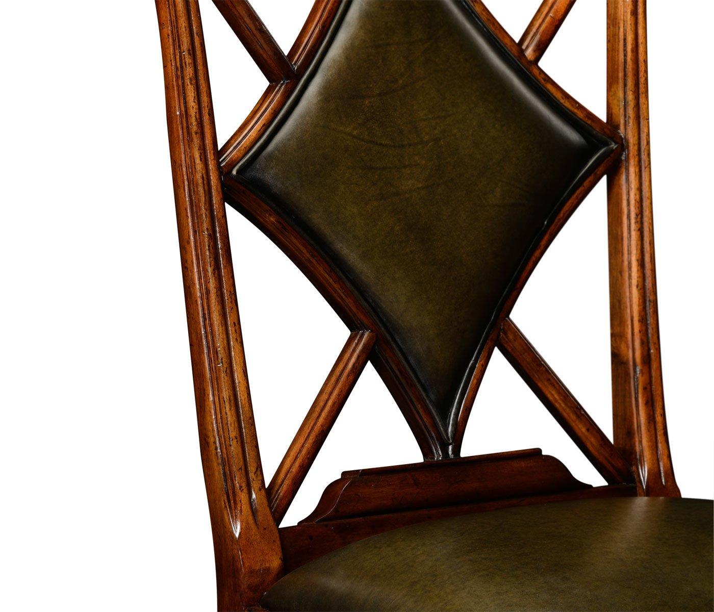 Jonathan Charles Chair Diamond Playing Card - English Green Leather