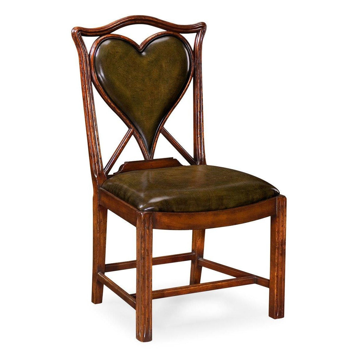 Jonathan Charles Chair Heart Playing Card - English Green Leather