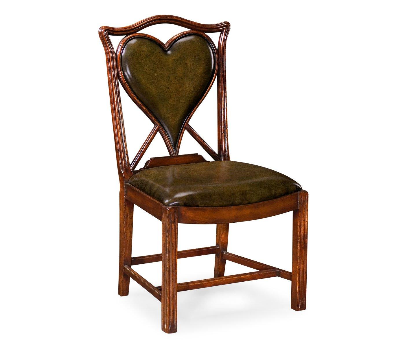 Jonathan Charles Chair Heart Playing Card - English Green Leather