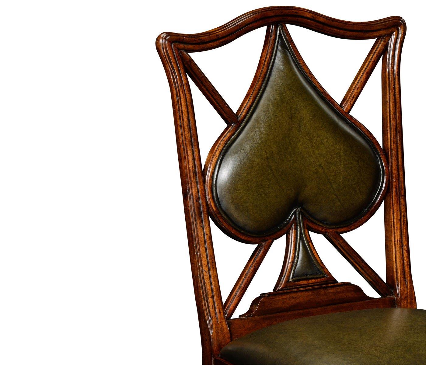 Jonathan Charles Chair Spade Playing Card - English Green Leather