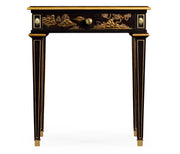 Jonathan Charles Chinoiserie bedside table with hand-painted gold pagoda scene