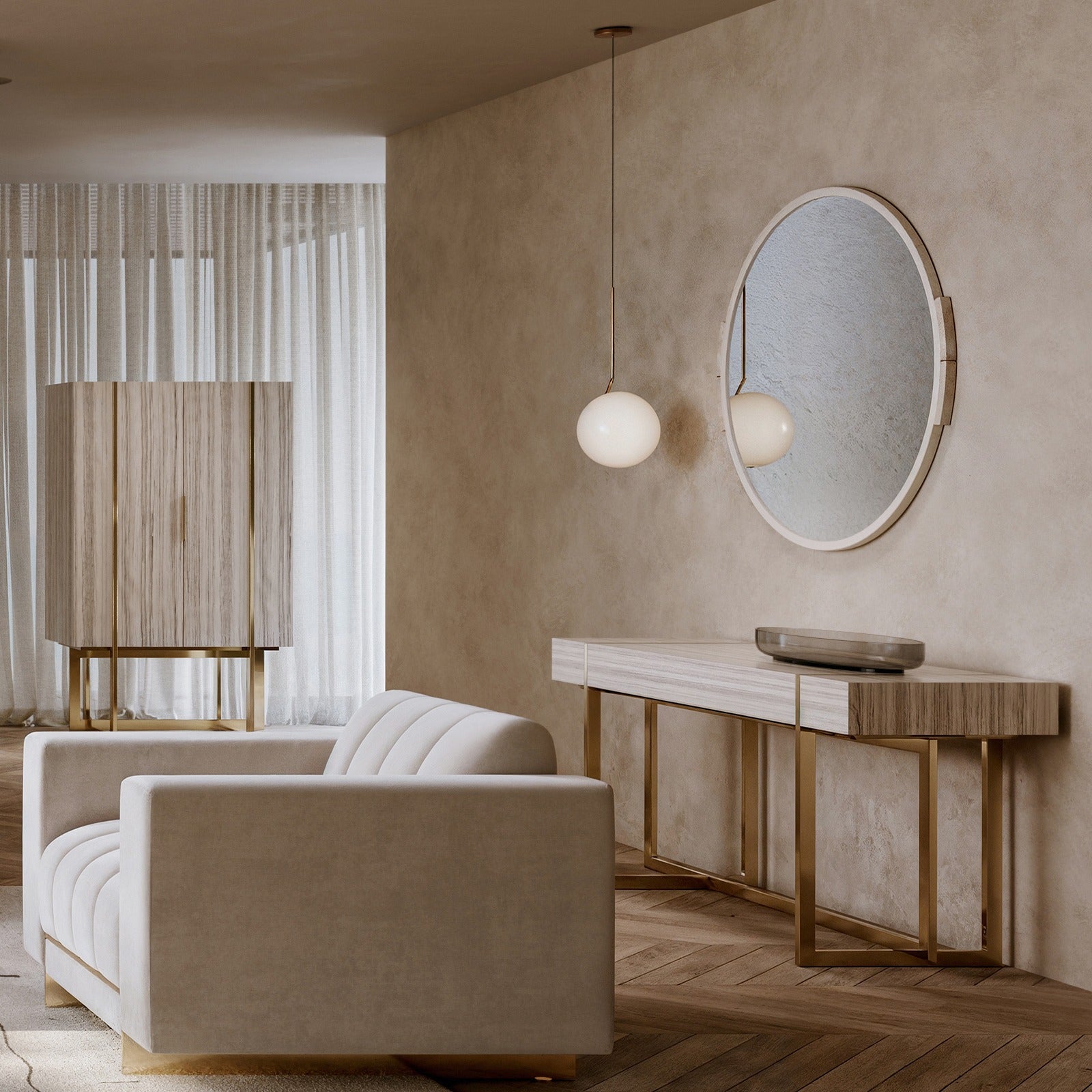 Caracole Overlap Round Mirror in Light
