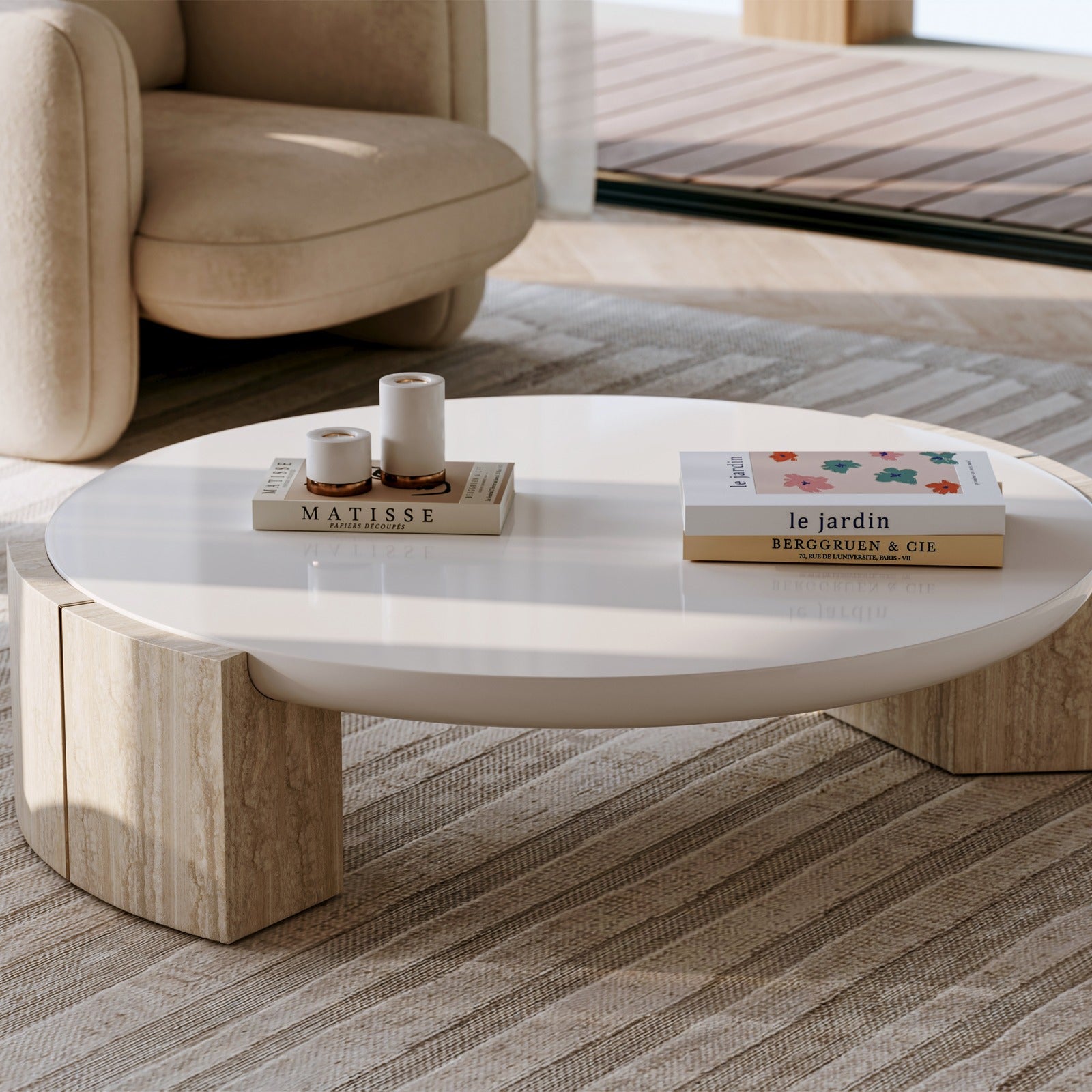 Caracole Overlap Round Coffee Table in Light