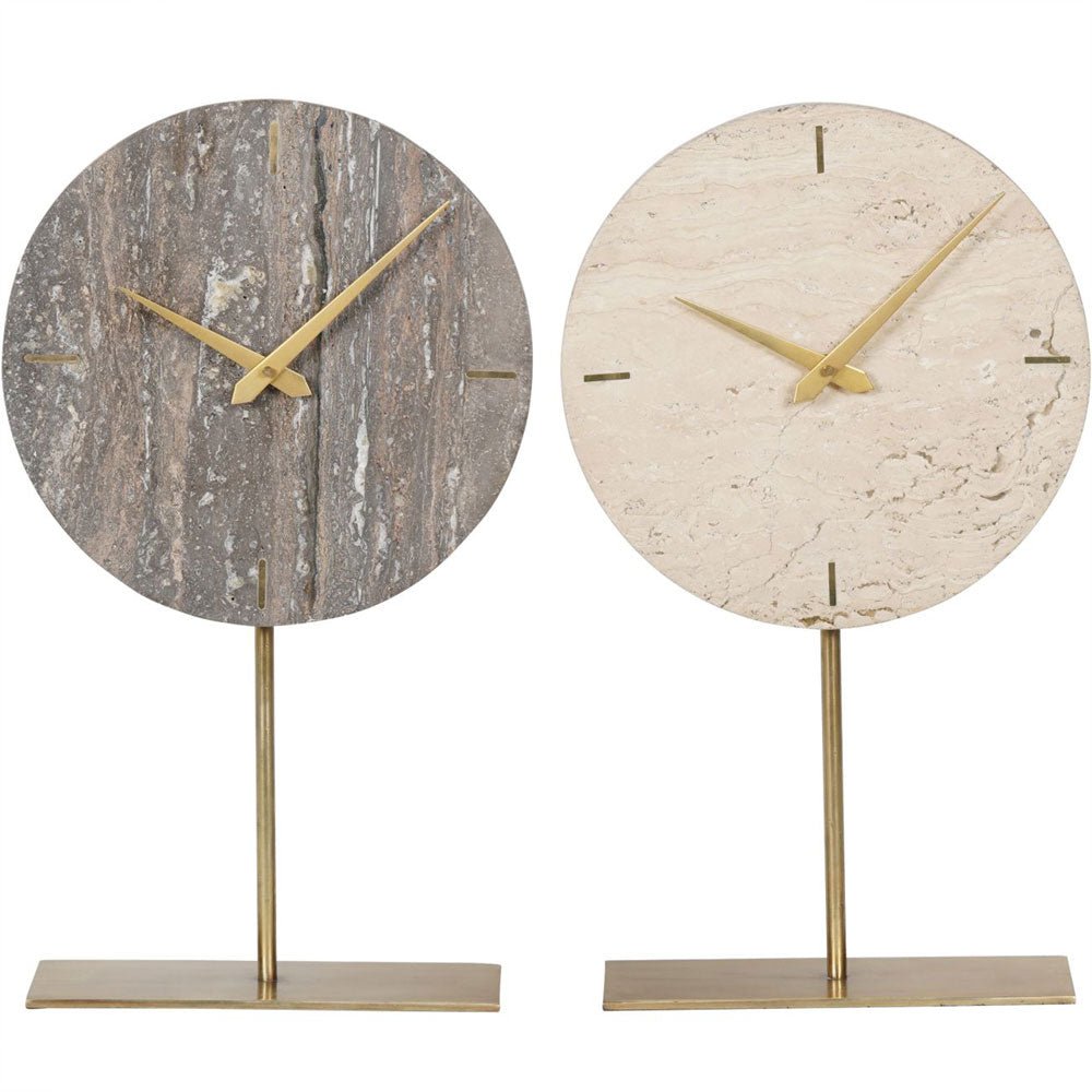 Cloe Light Travertine Mantle Clock on Stand