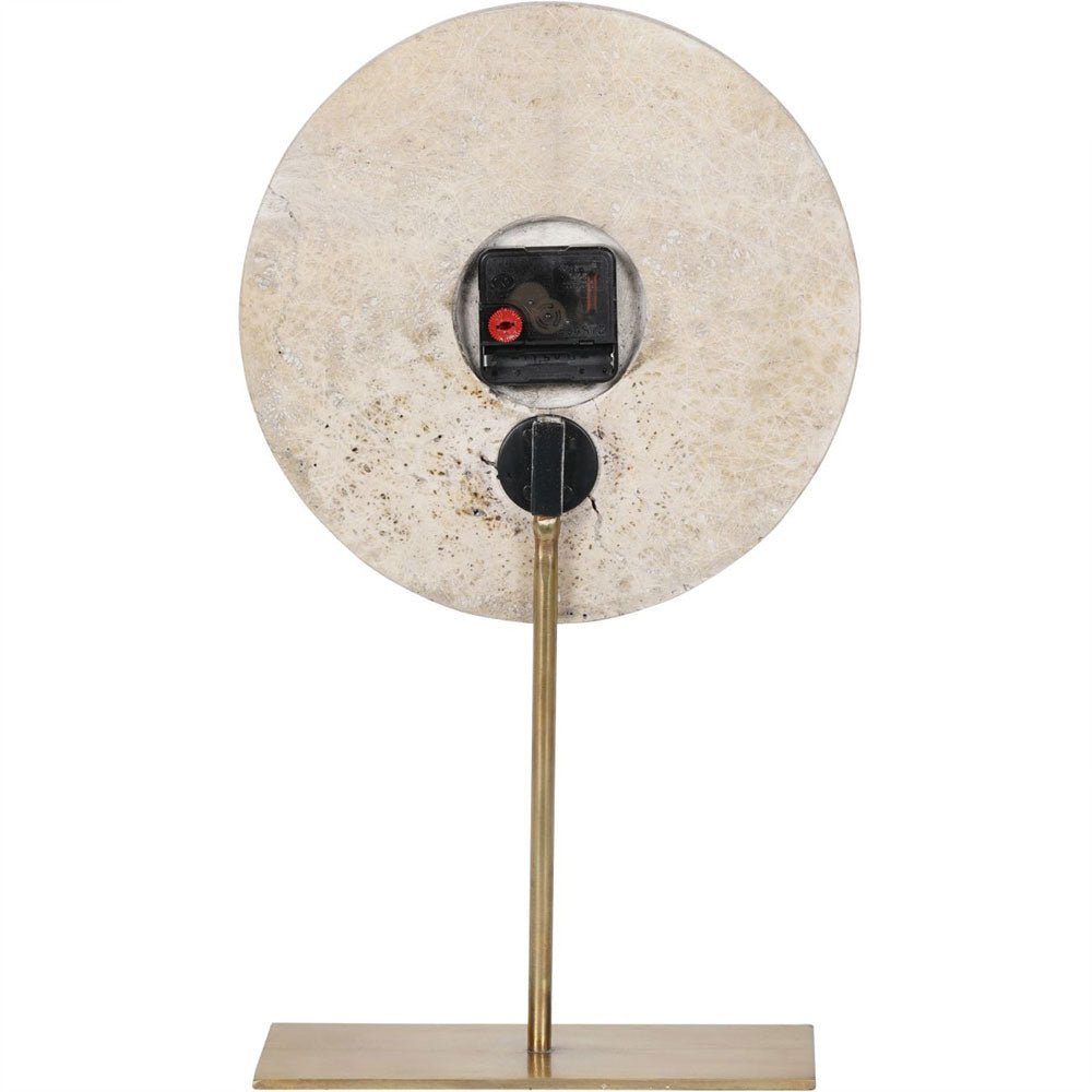 Cloe Light Travertine Mantle Clock on Stand