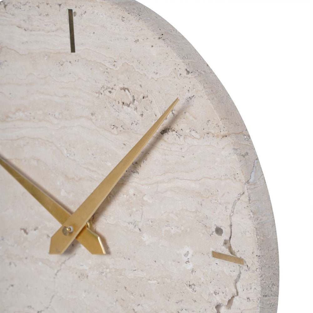 Cloe Light Travertine Mantle Clock on Stand