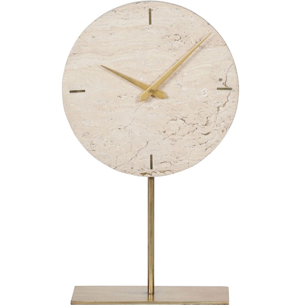 Cloe Light Travertine Mantle Clock on Stand
