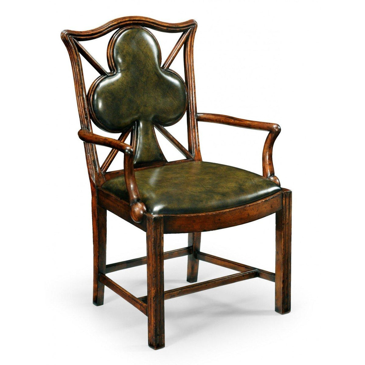 Jonathan Charles Armchair Club Playing Card in English Green Leather