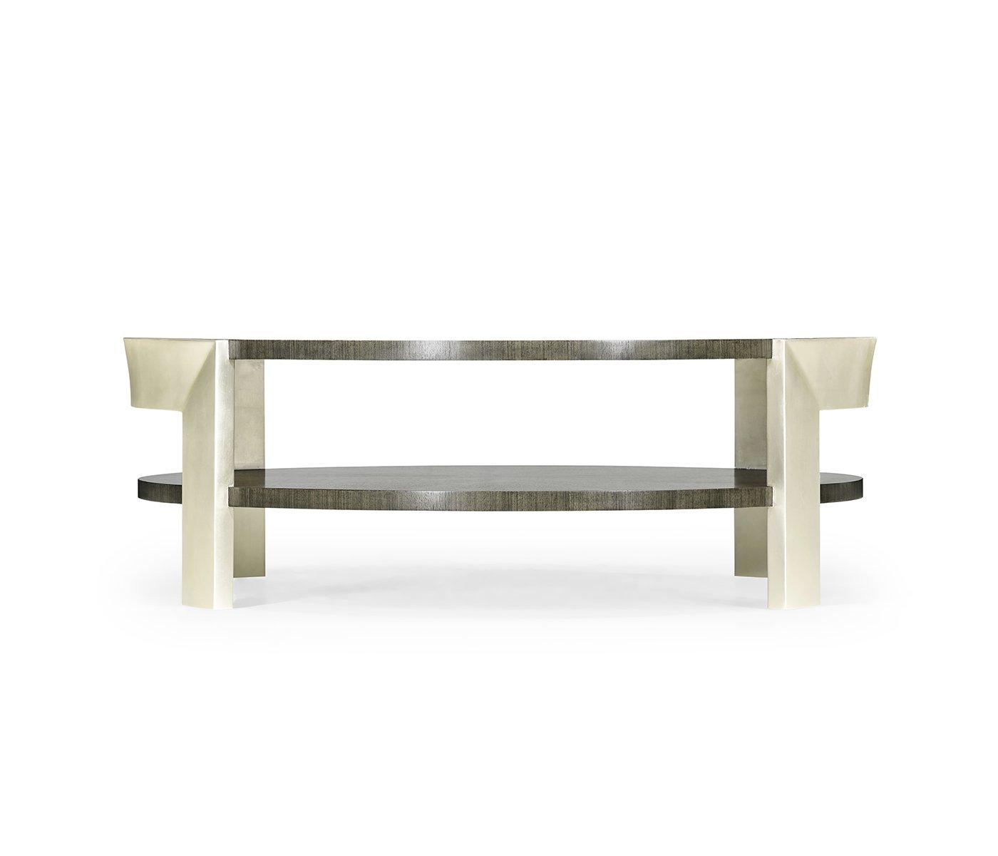 Jonathan Charles Round Coffee Table in Dark Grey Walnut