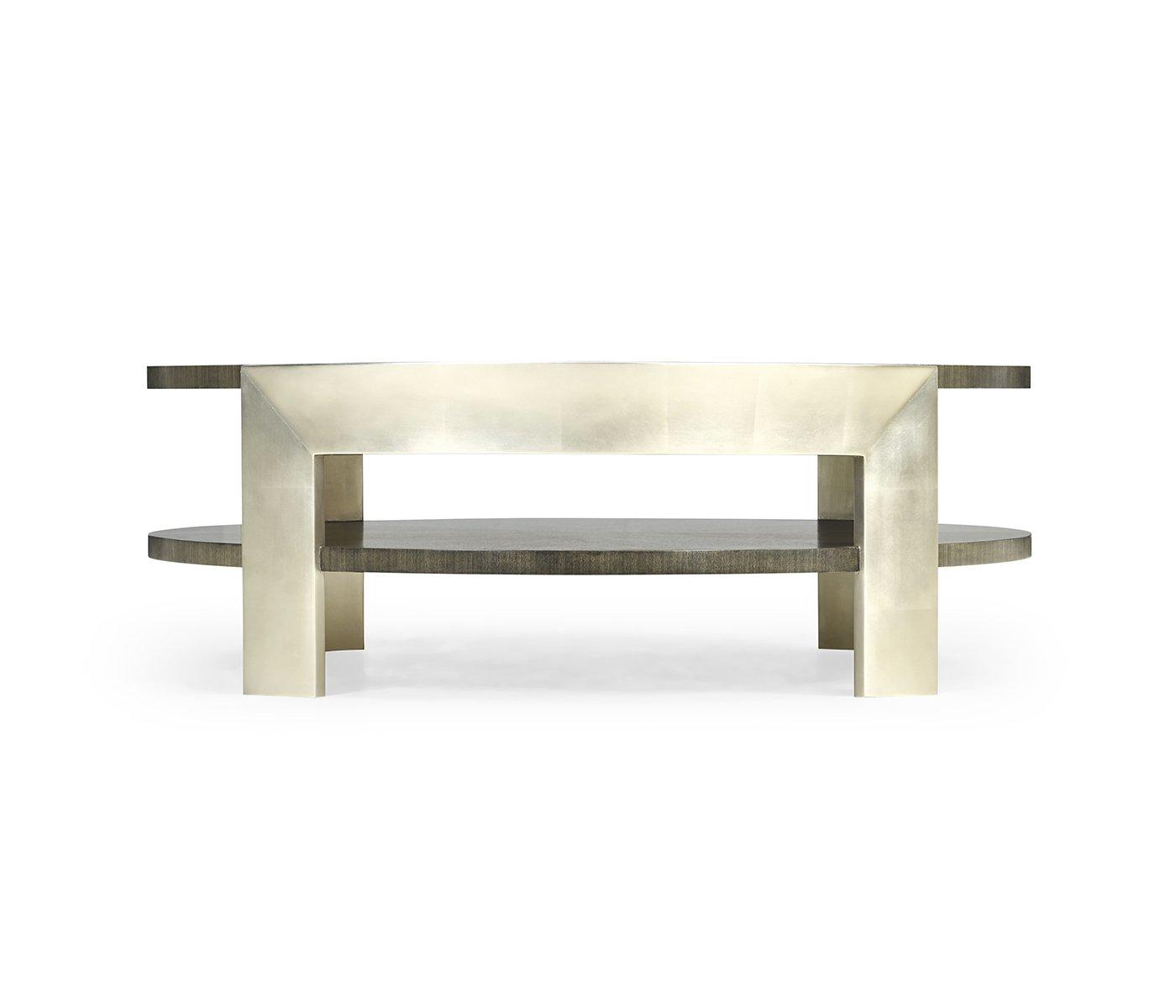 Jonathan Charles Round Coffee Table in Dark Grey Walnut