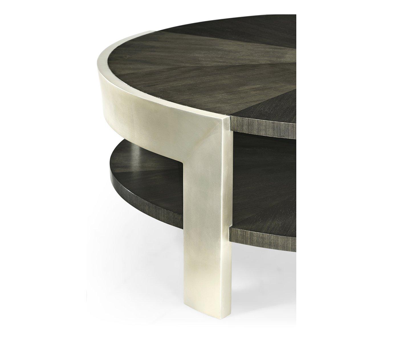 Jonathan Charles Round Coffee Table in Dark Grey Walnut