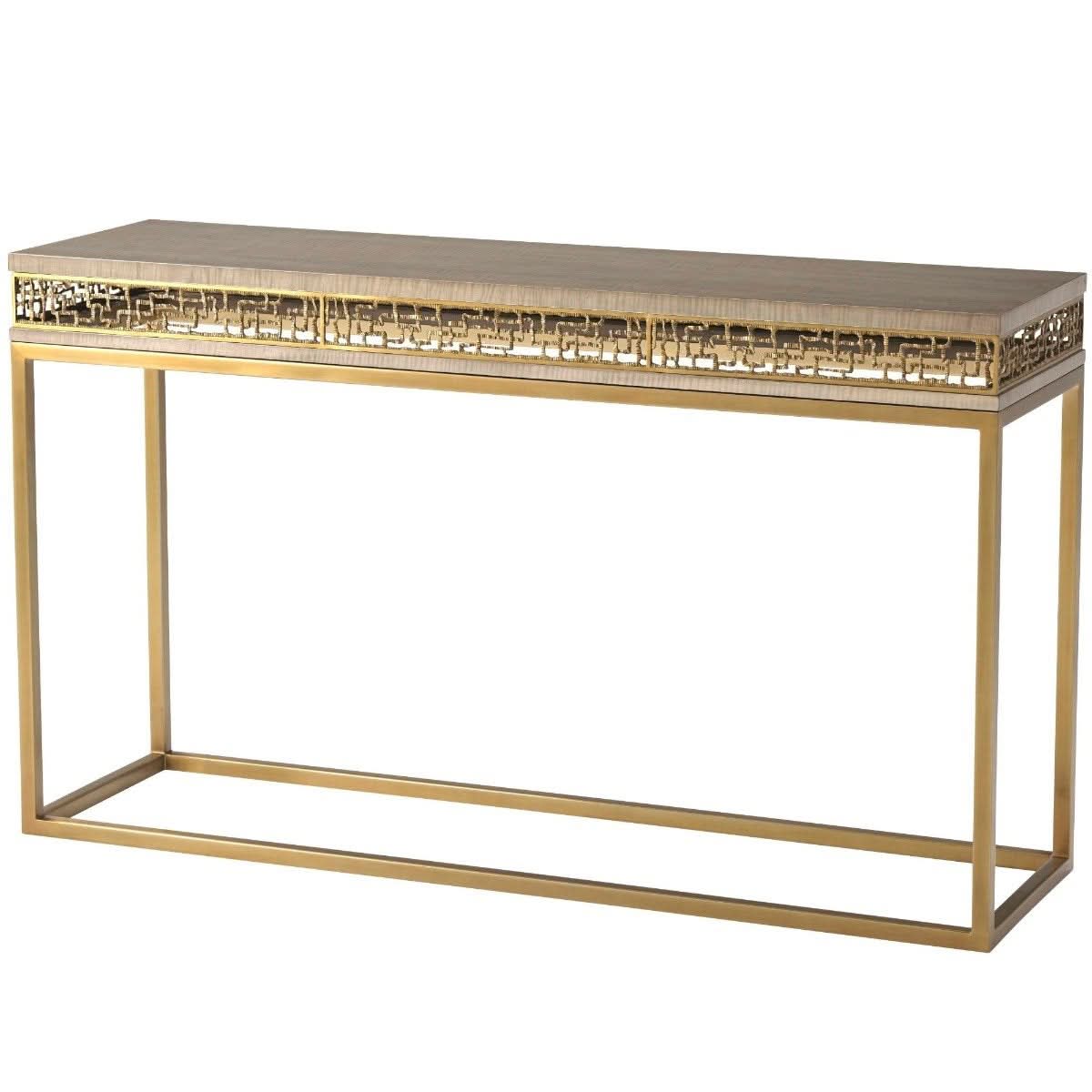 Theodore Alexander Table Frenzy Console in Sycamore   Nicholas John Interiors