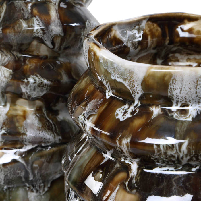 Uttermost Cuoco Glazed Brown Vases - Set of 2