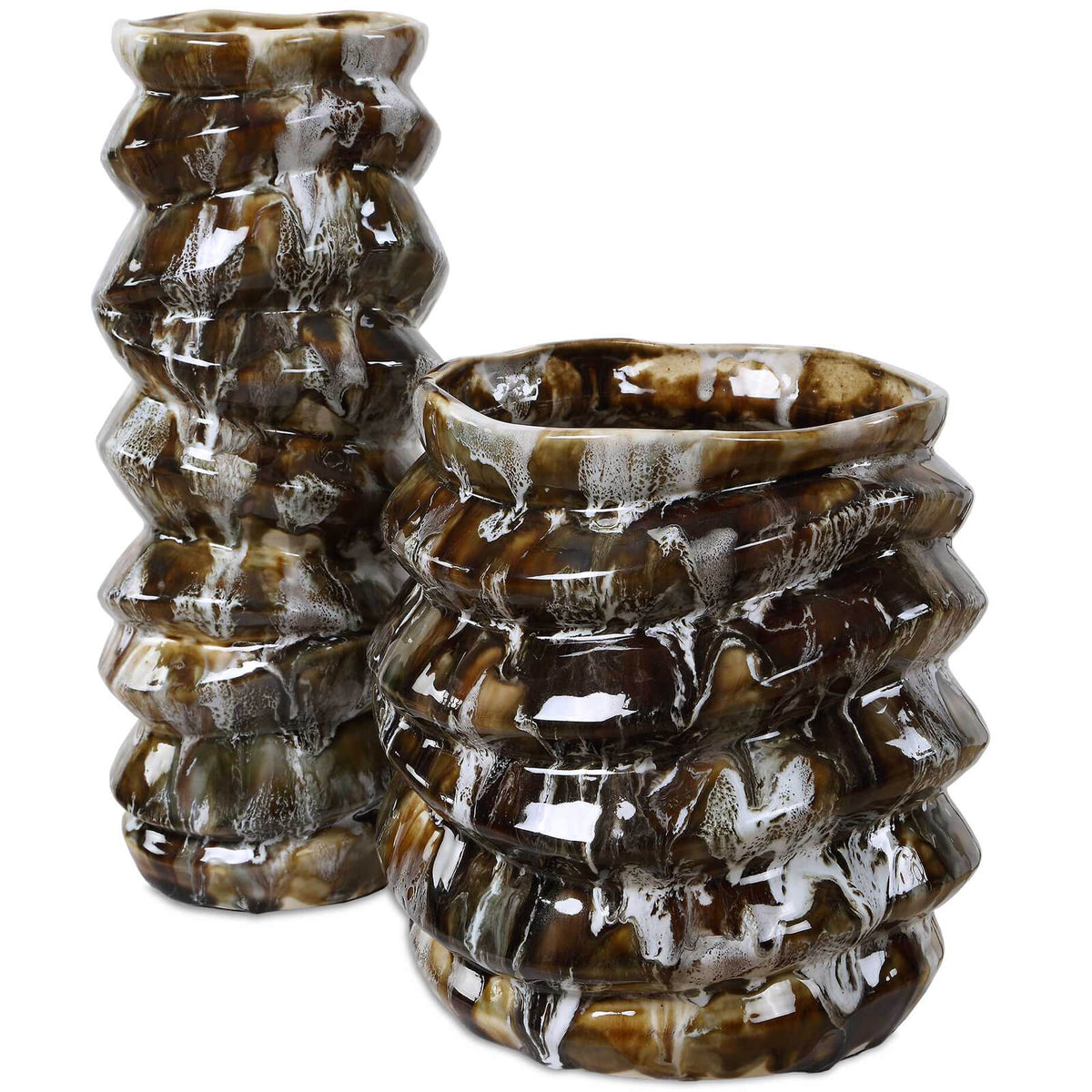 Cuoco Glazed Brown Vases - Set of 2