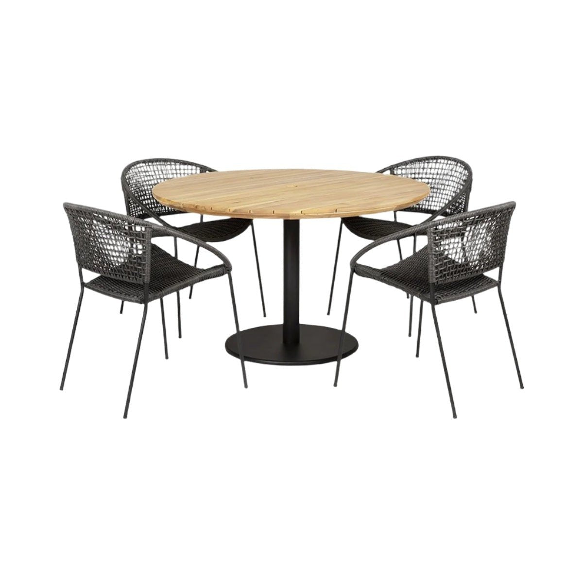 Dakota Outdoor 4 Seater Dining Set in Black - Pacific Lifestyle Outdoor Dining Sets