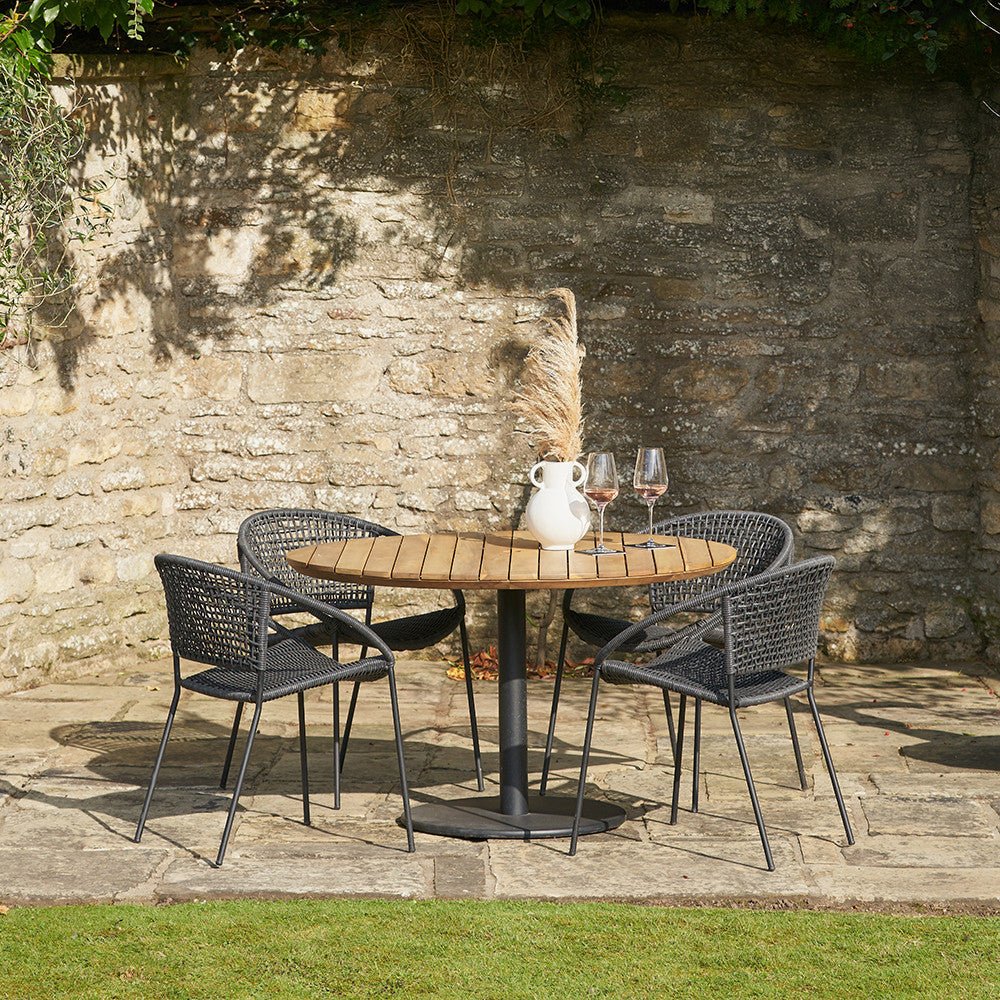 Dakota Outdoor 4 Seater Dining Set in Black - Pacific Lifestyle Outdoor Dining Sets