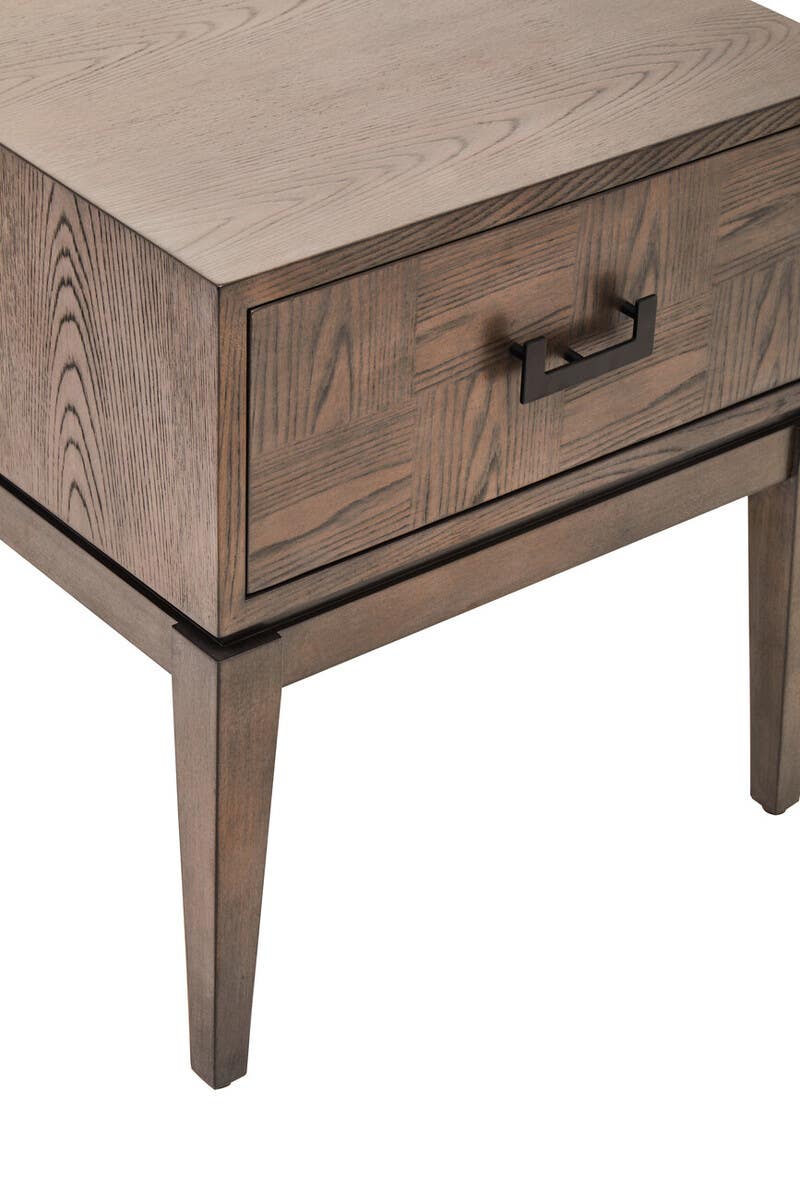 Damira 1 Drawer Antique Grey Side Table Nicholas John Interiors