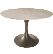 Keiichi Sutton Round Dining Table in Travertine Ceramic - 120cm