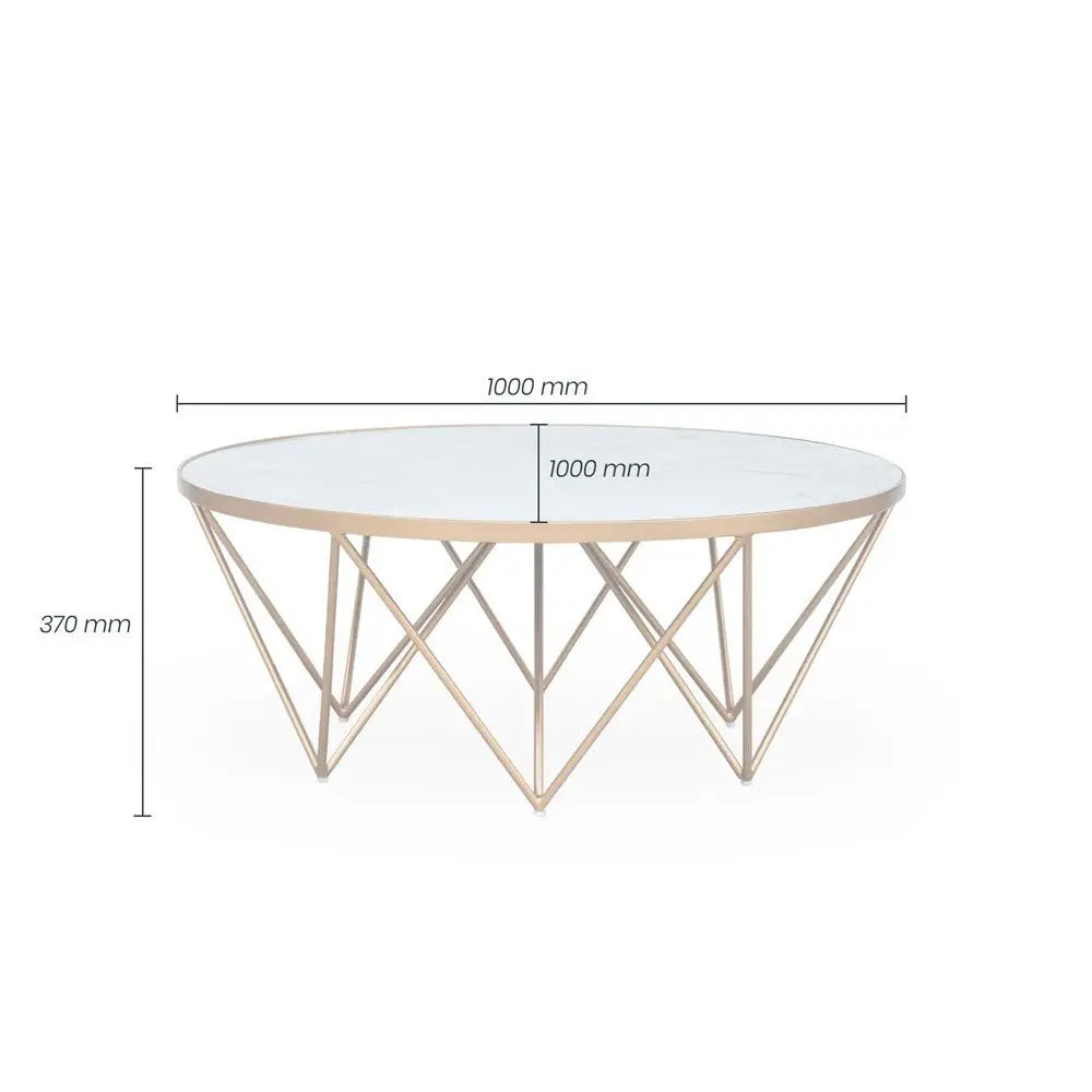 D.I Designs Crofton Round White Marble Glass Coffee Table Nicholas John Interiors