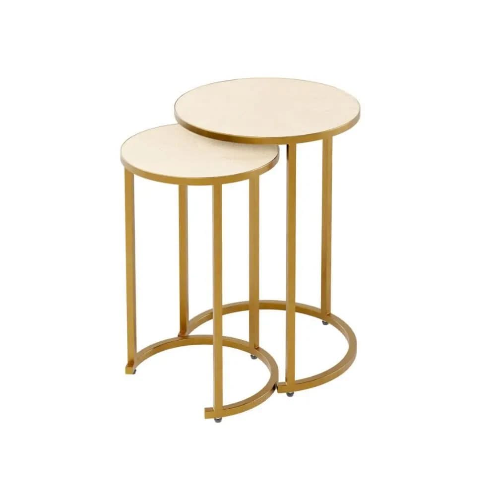 Hampton Ivory Faux Shagreen Nesting Tables – Set of 2 | DI Designs ...
