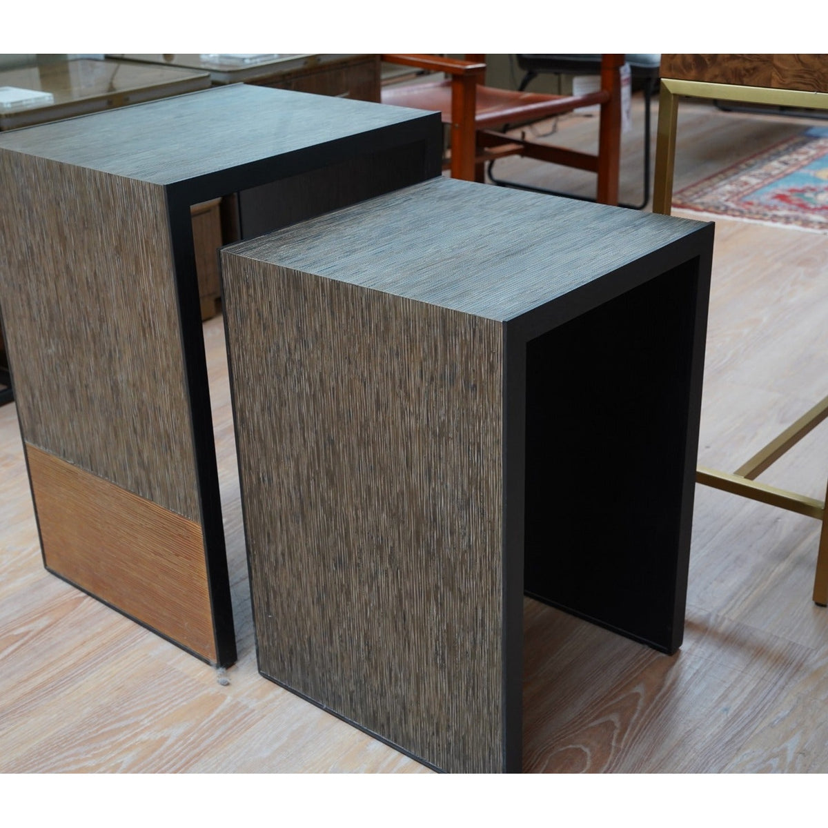 Jonathan Charles Etched Brass Nesting Side Tables