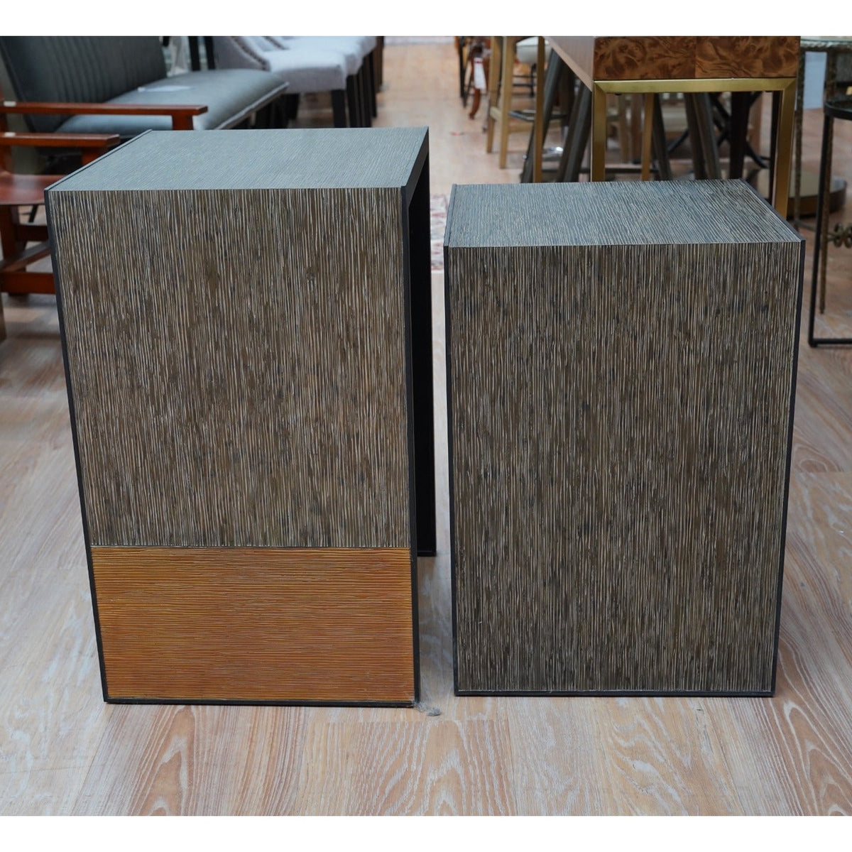 Jonathan Charles Etched Brass Nesting Side Tables