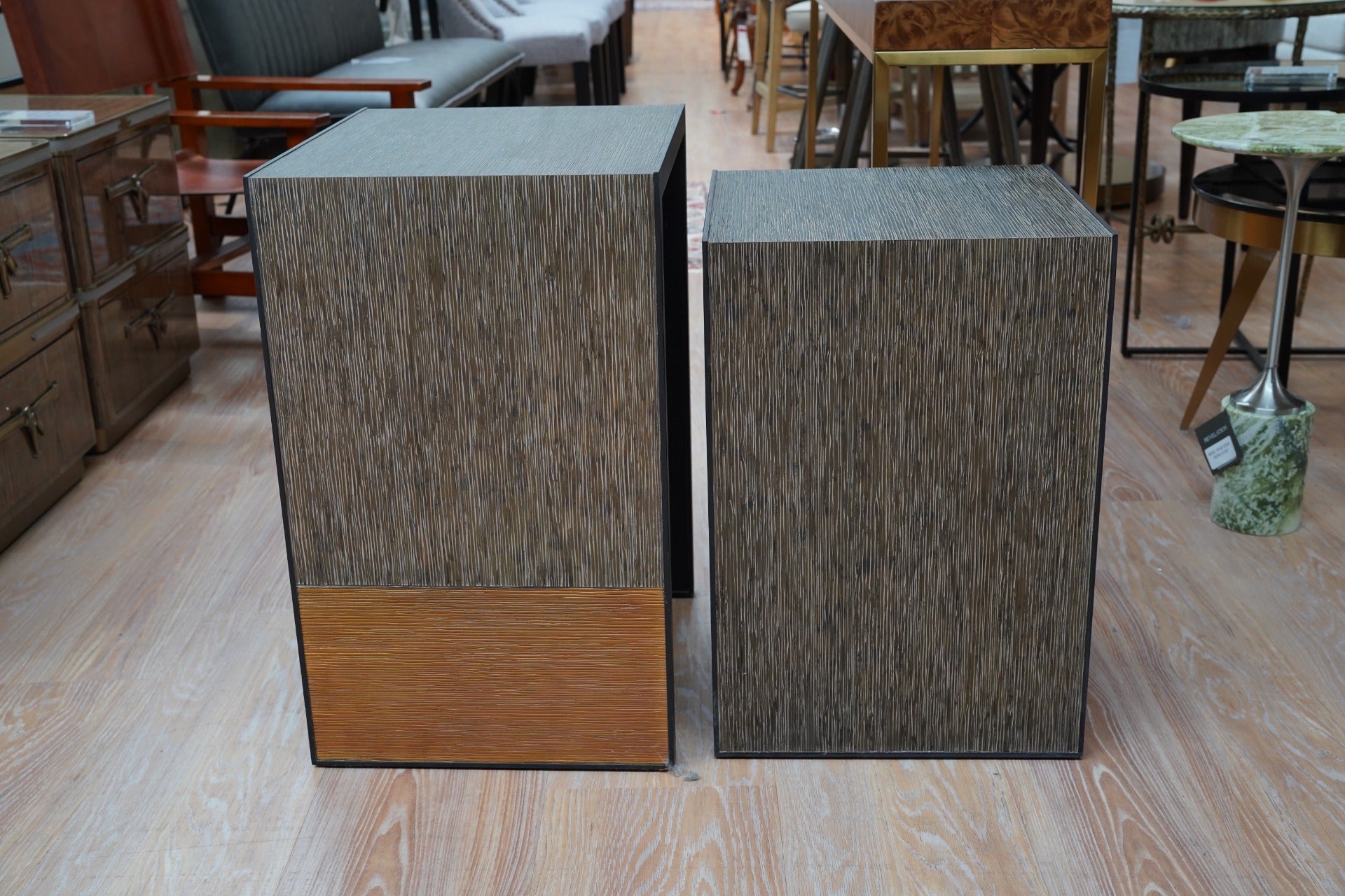 Jonathan Charles Etched Brass Nesting Side Tables