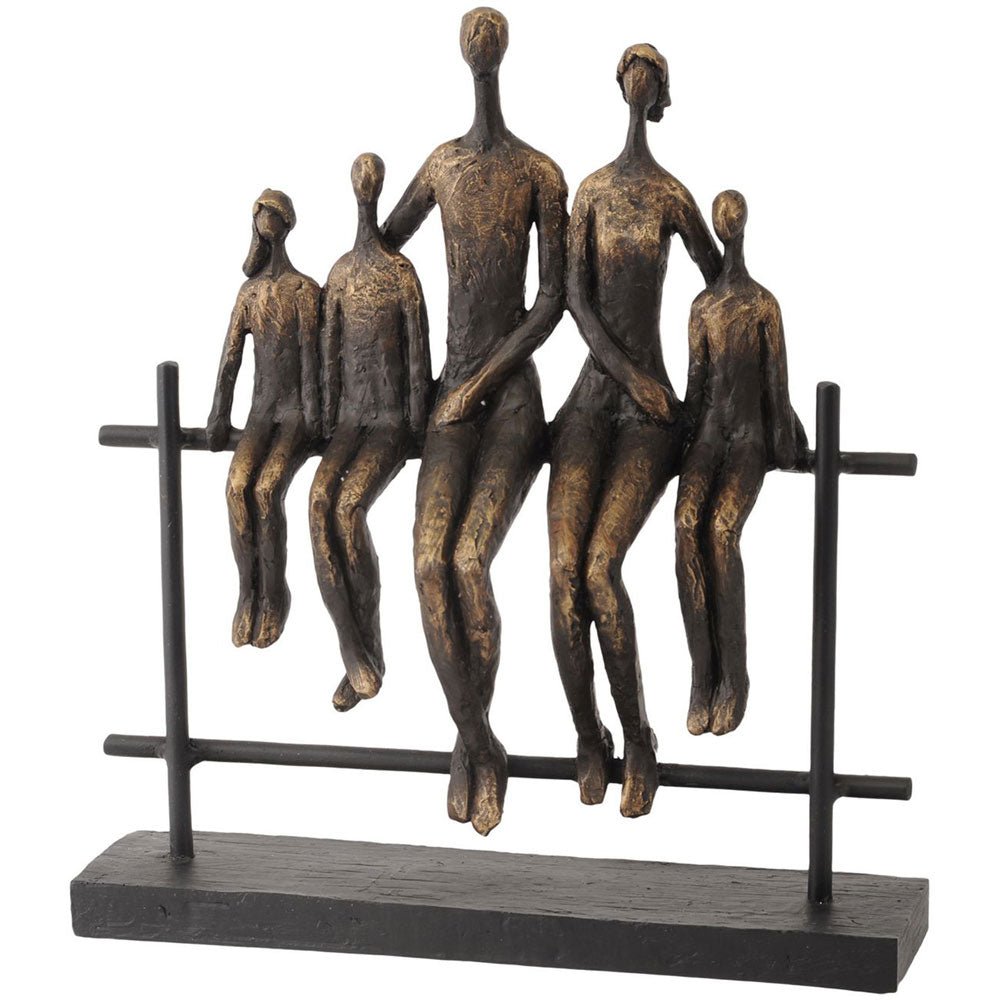 Duxton Antique Bronze Bench Family of Five Sculpture