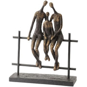 Duxton Antique Bronze Bench Family of Three Sculpture