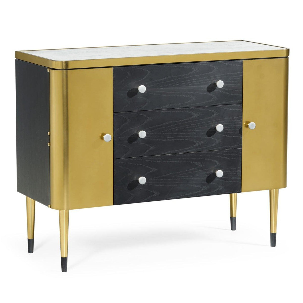 Jonathan Charles Storage Cabinet with Drawers in Ebonised Oak