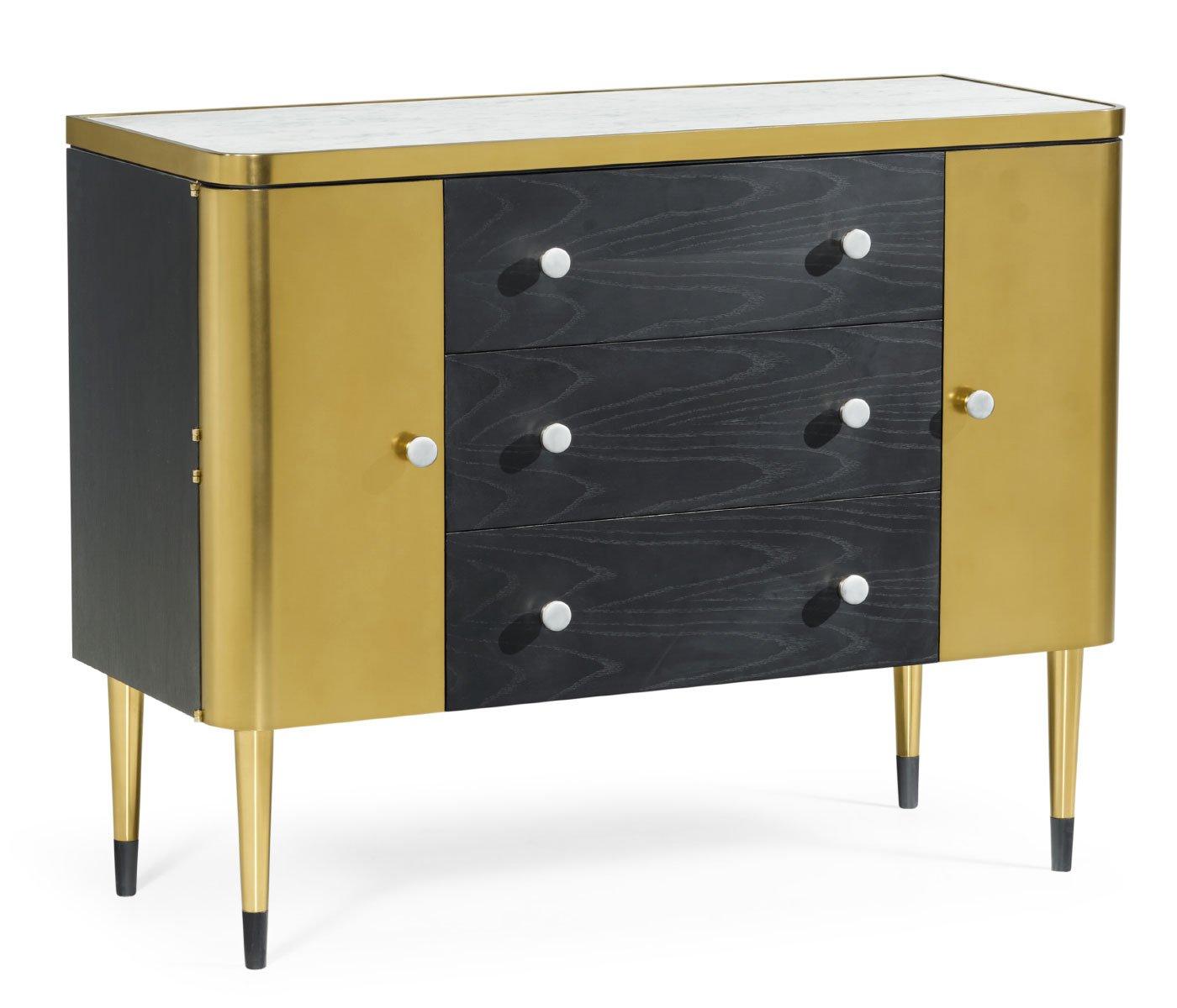 Jonathan Charles Storage Cabinet with Drawers in Ebonised Oak