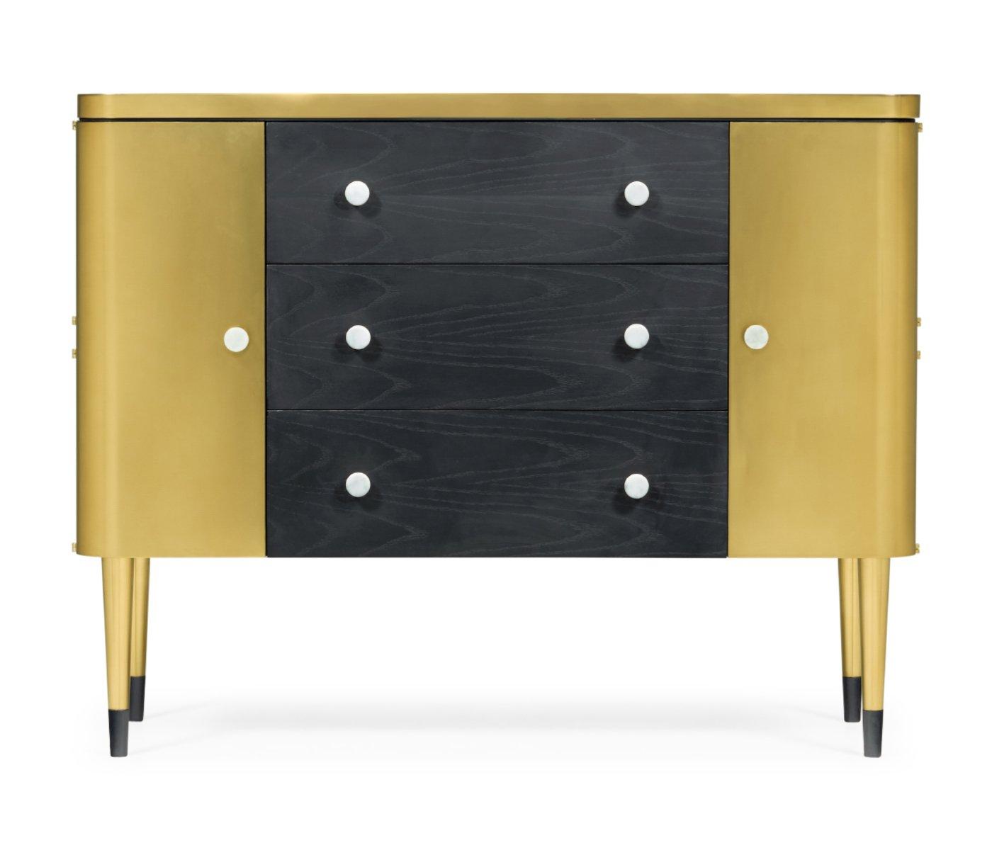Jonathan Charles Storage Cabinet with Drawers in Ebonised Oak