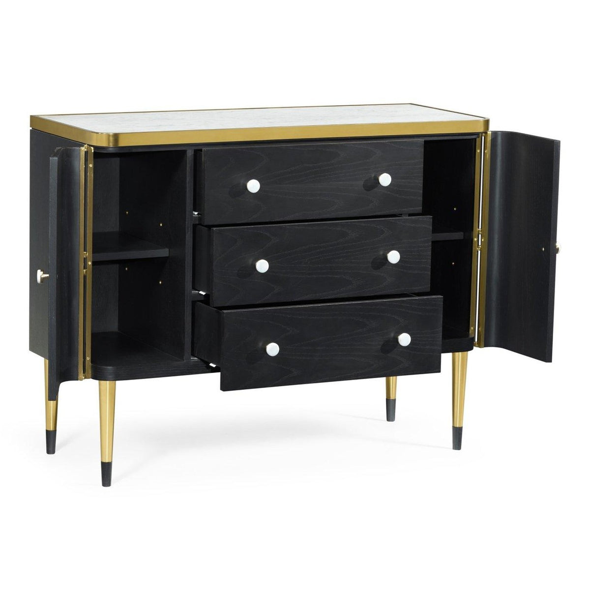 Jonathan Charles Storage Cabinet with Drawers in Ebonised Oak