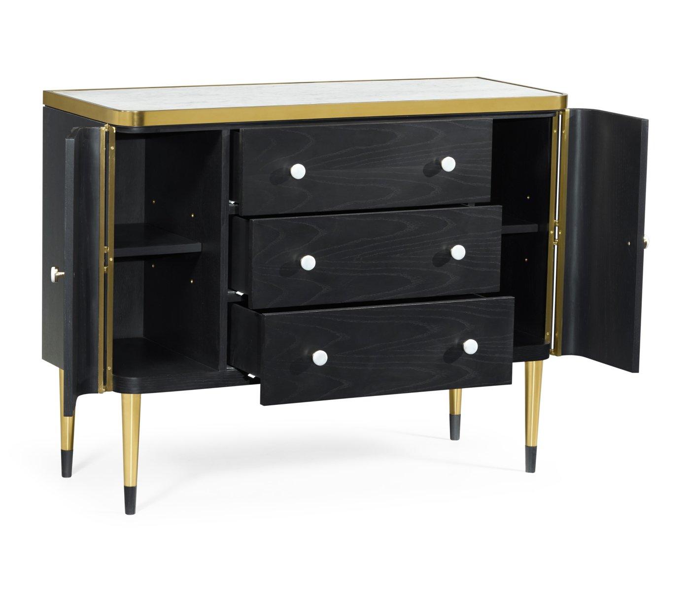 Jonathan Charles Storage Cabinet with Drawers in Ebonised Oak