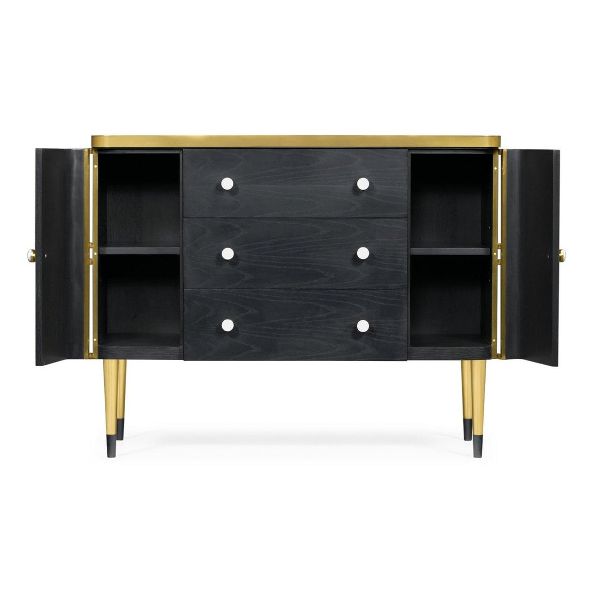 Jonathan Charles Storage Cabinet with Drawers in Ebonised Oak