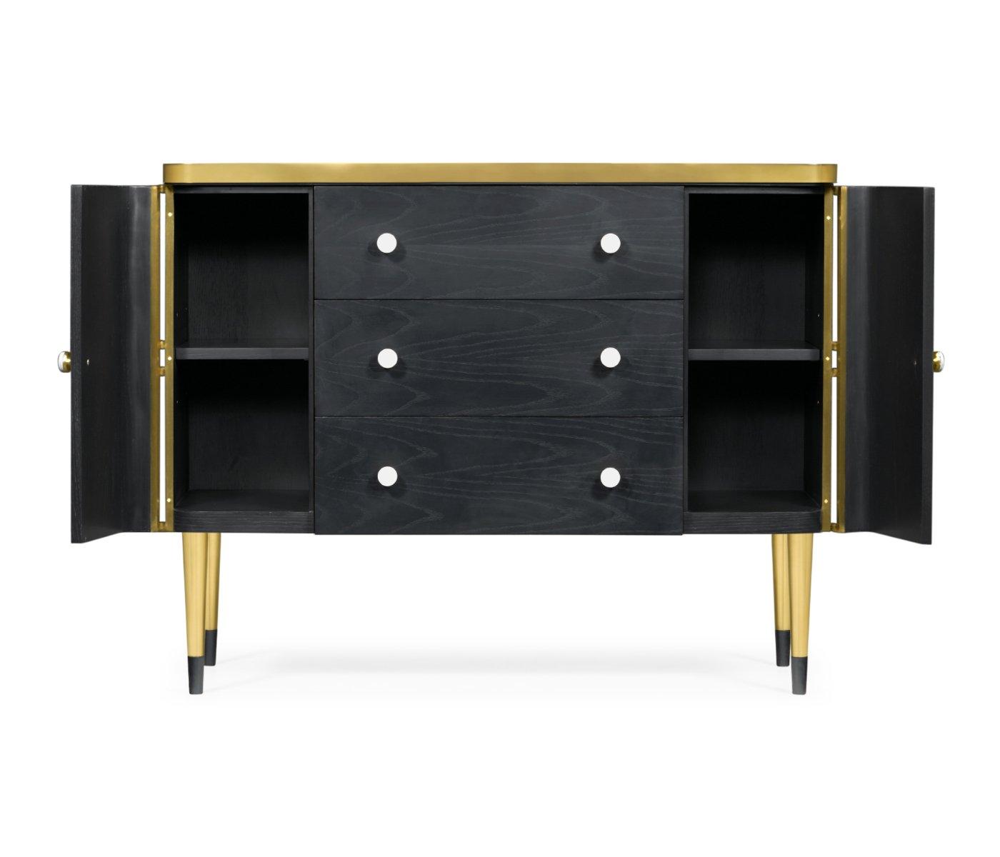 Jonathan Charles Storage Cabinet with Drawers in Ebonised Oak